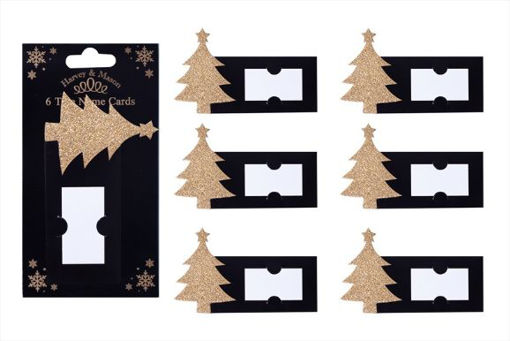 Picture of NAME CARD TREE GLITTER GOLD X6